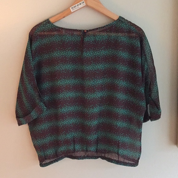 Brown and turquoise sheer flowy top. Wore once! - Picture 3 of 3